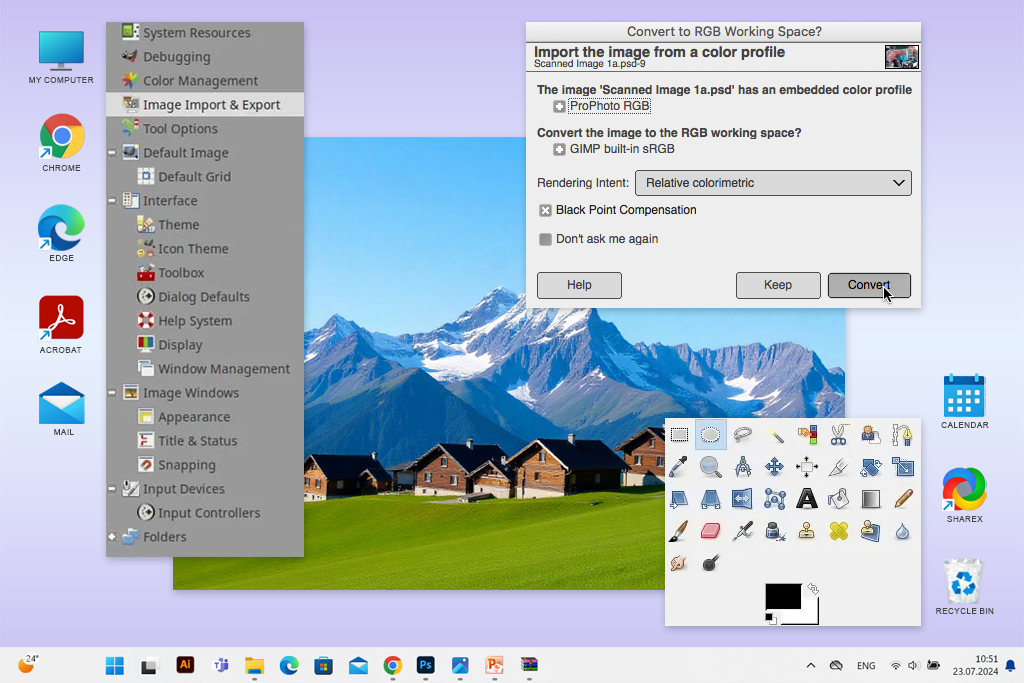 gimp jfif to jpg converter interface