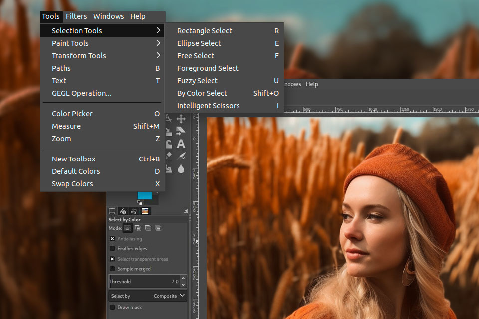 gimp selection tools