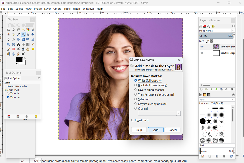 gimp transparent background adding layer mask