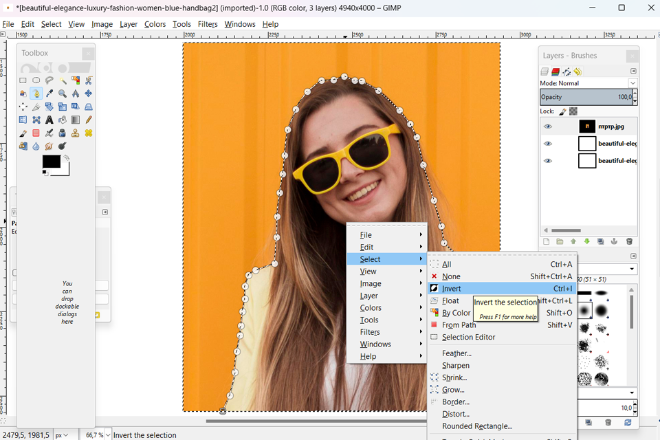 gimp transparent background transforming path to selection