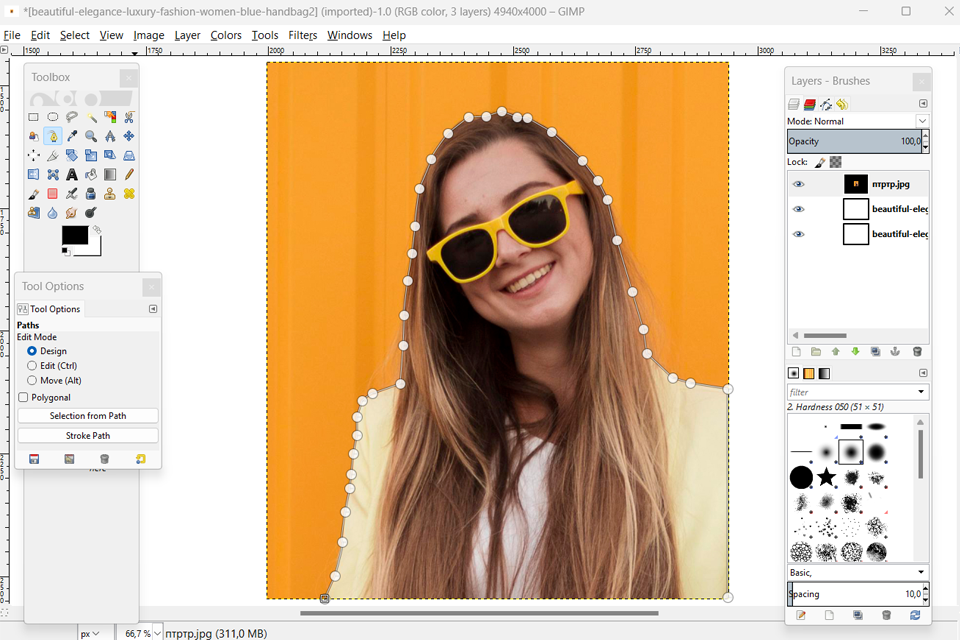 gimp transparent background outlining the subject