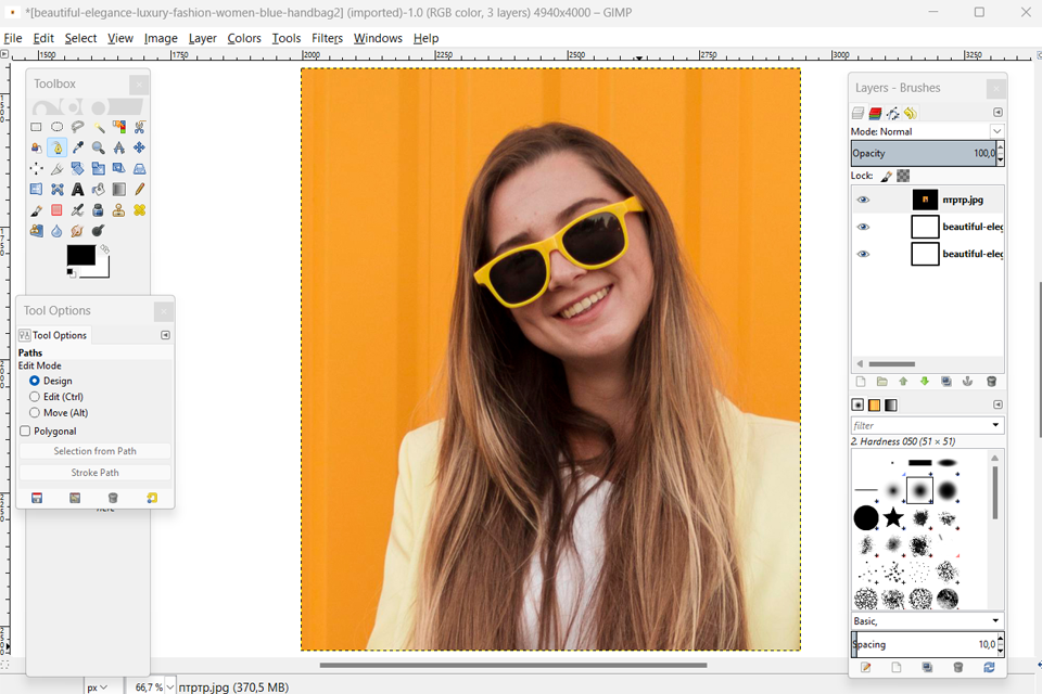 gimp transparent background path tool