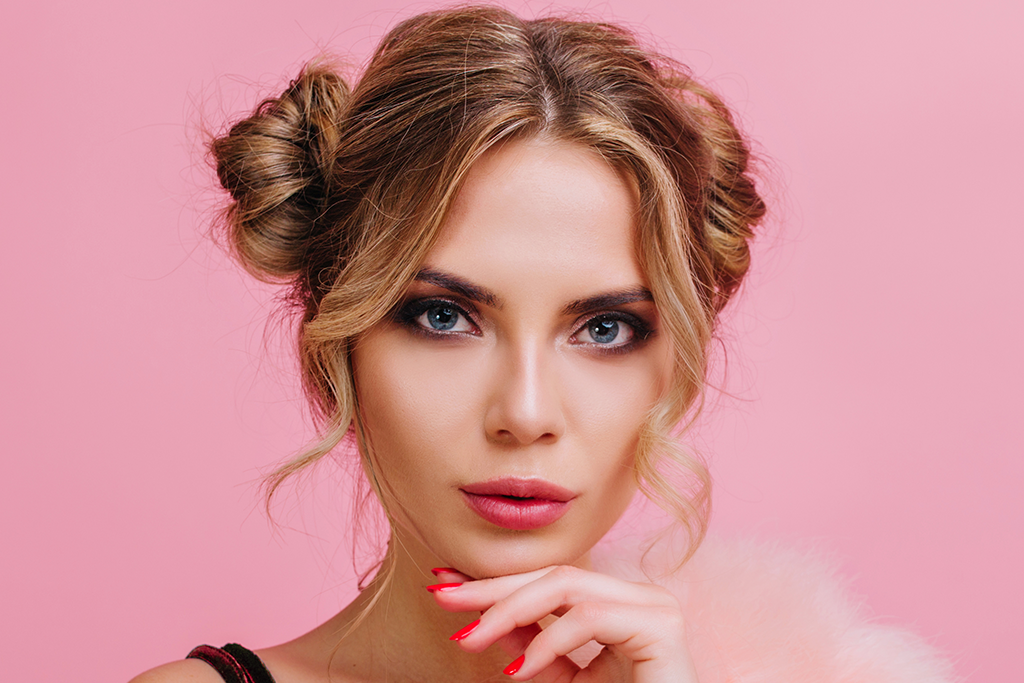 glamorous makeup photoshoot with red lipstick