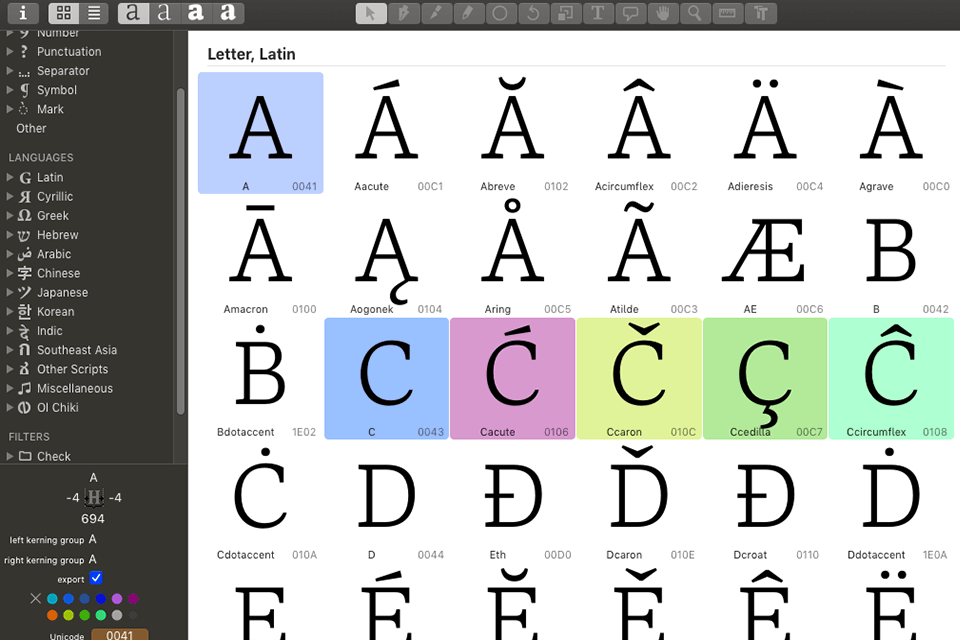 glyphs font generators interface