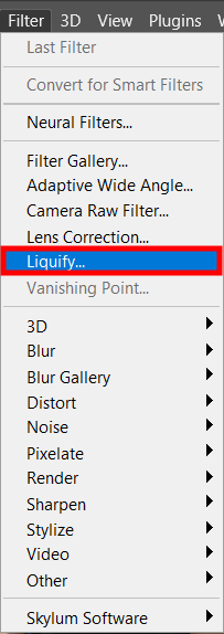 go to filter liquify to create paint dripping effect in photoshop