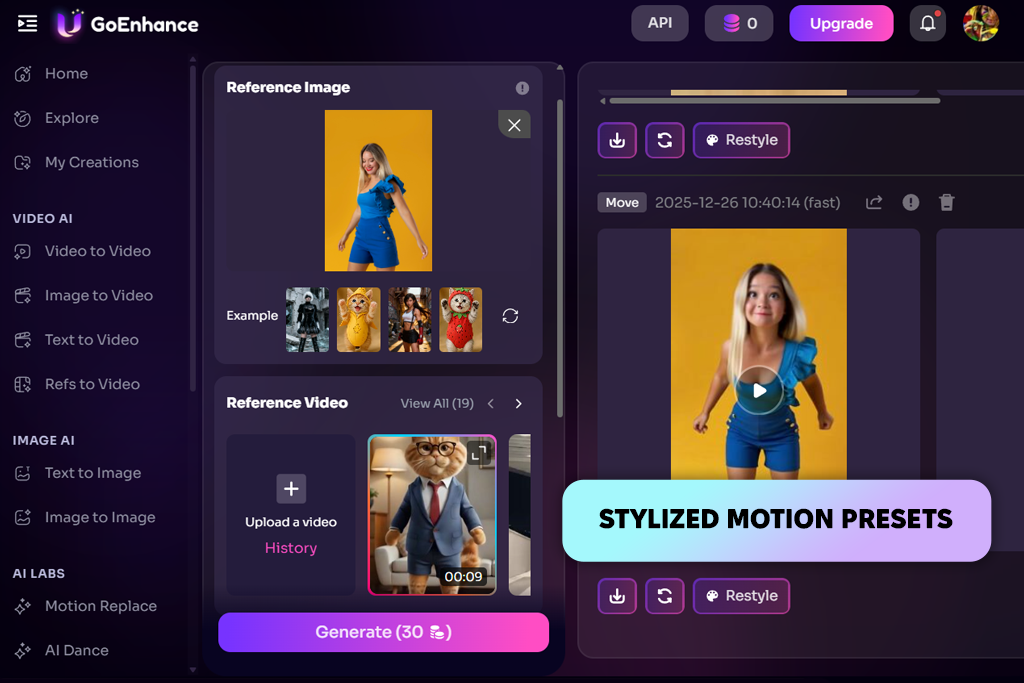 goenhance ai dance generator