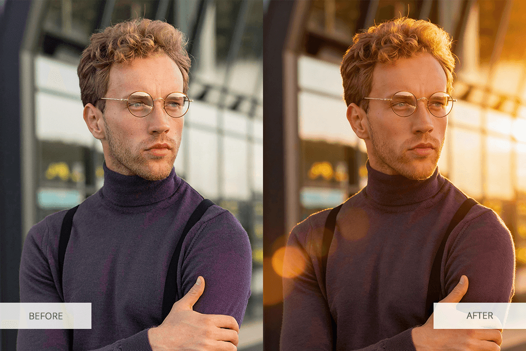 golden hour filter before after example
