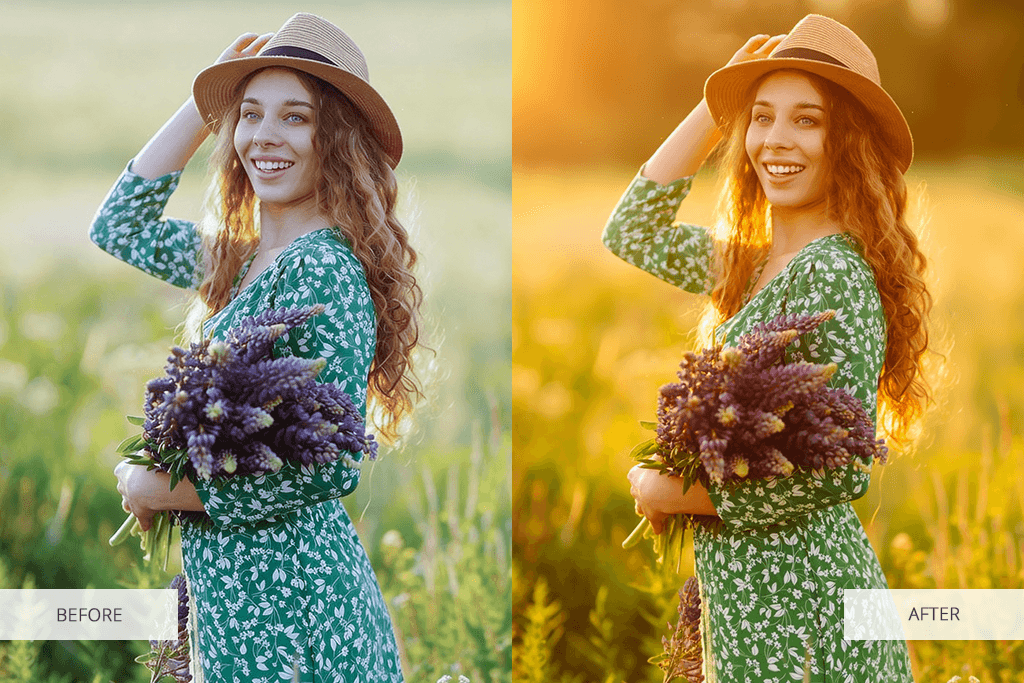 golden hour filter before after