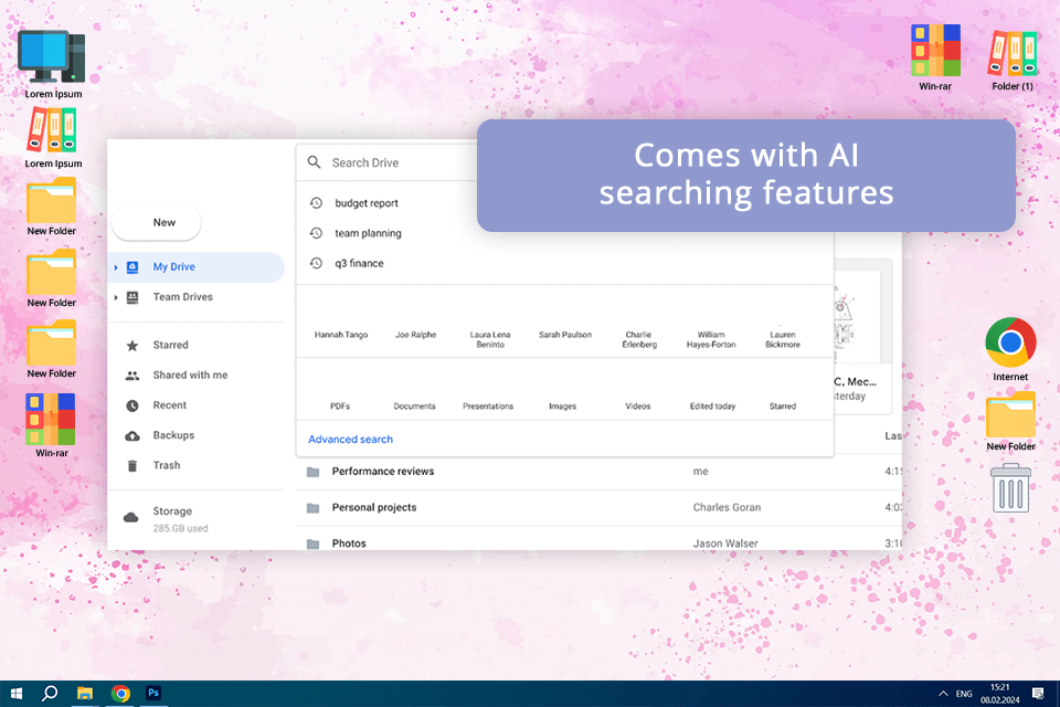 google drive cloud storage for video interface