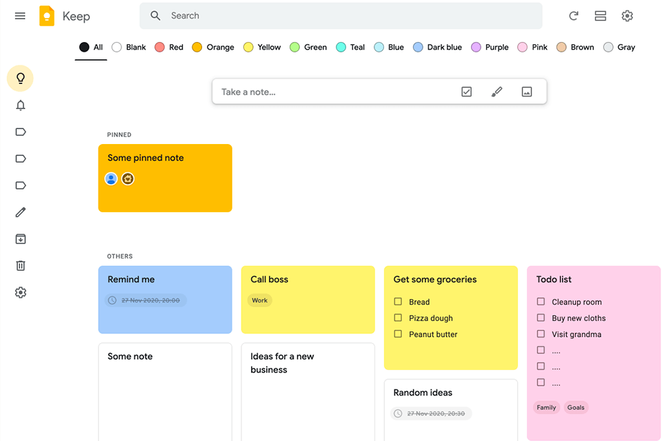 google keep public relations software interface