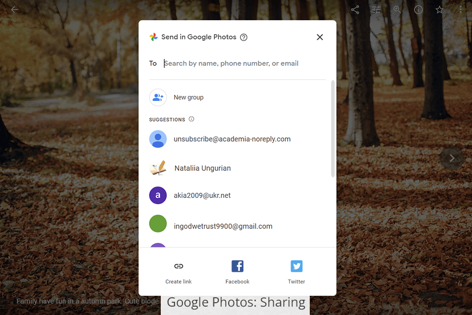 google photos sharing