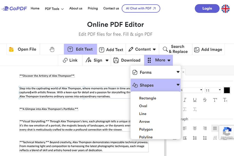 gopdf.io best free pdf editor