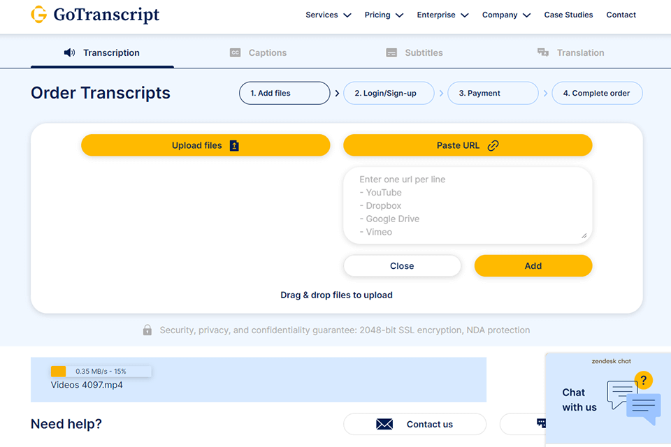 gotranscript youtube to text converter interface