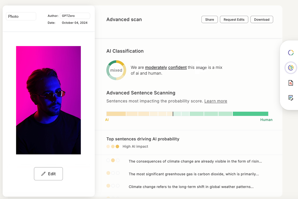 gptzero ai image detector