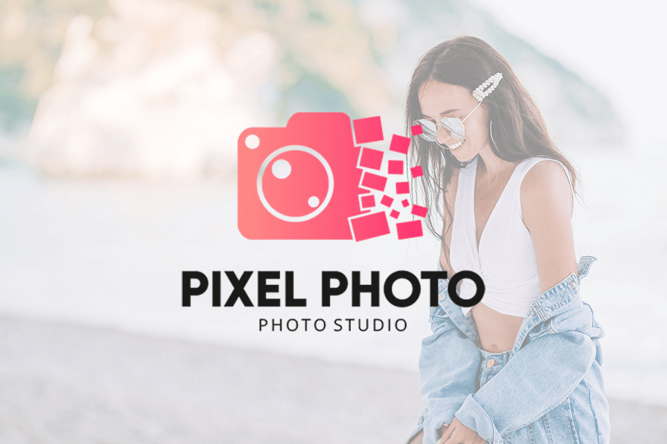 plantilla de logotipo de cámara degradada