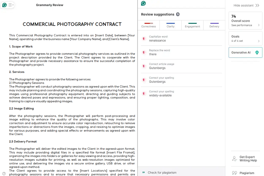 grammarly college assignment writing tool