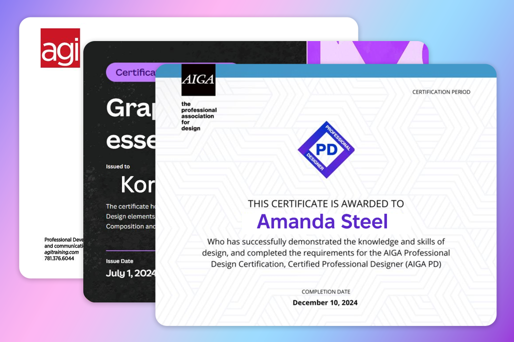 graphic design certifications examples