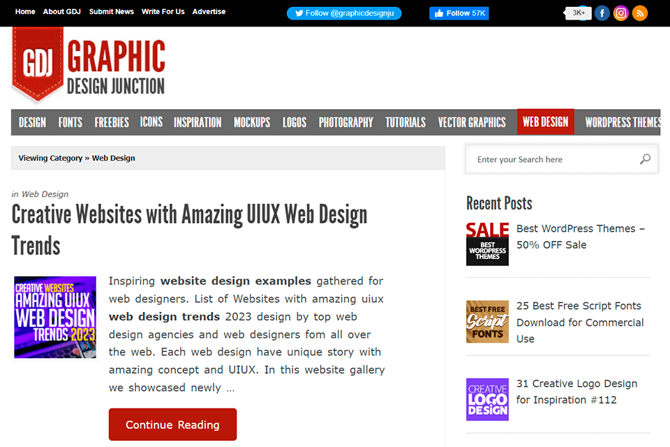 graphic design junction web design blog interface