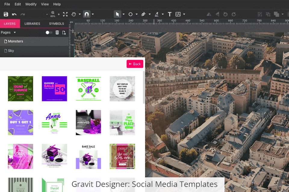 gravit designer social media templates