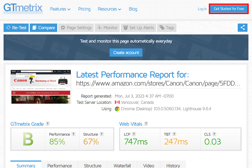 gtmetrix to help start an online gear store