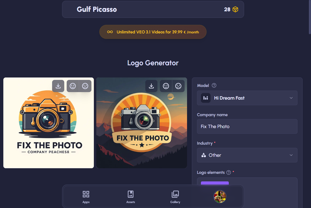 gulf picasso ai logo generator