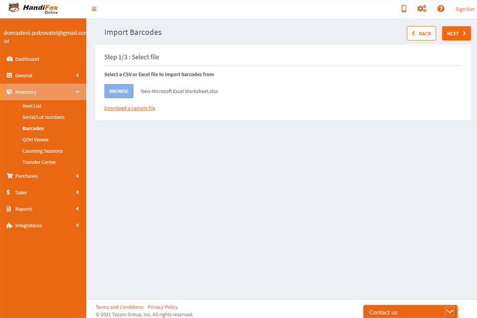 handifox barcoding software interface