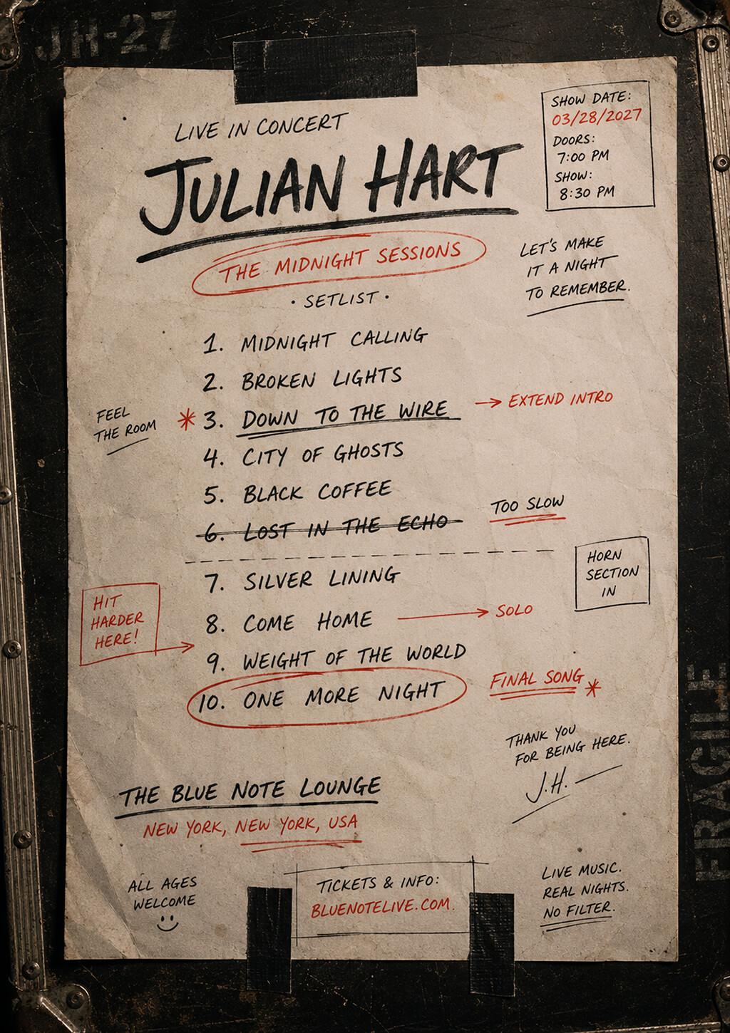 handwritten jazz concert flyer idea