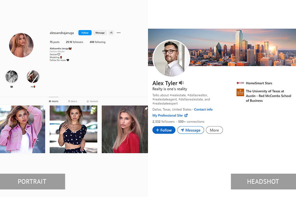 headshot vs portrait usage