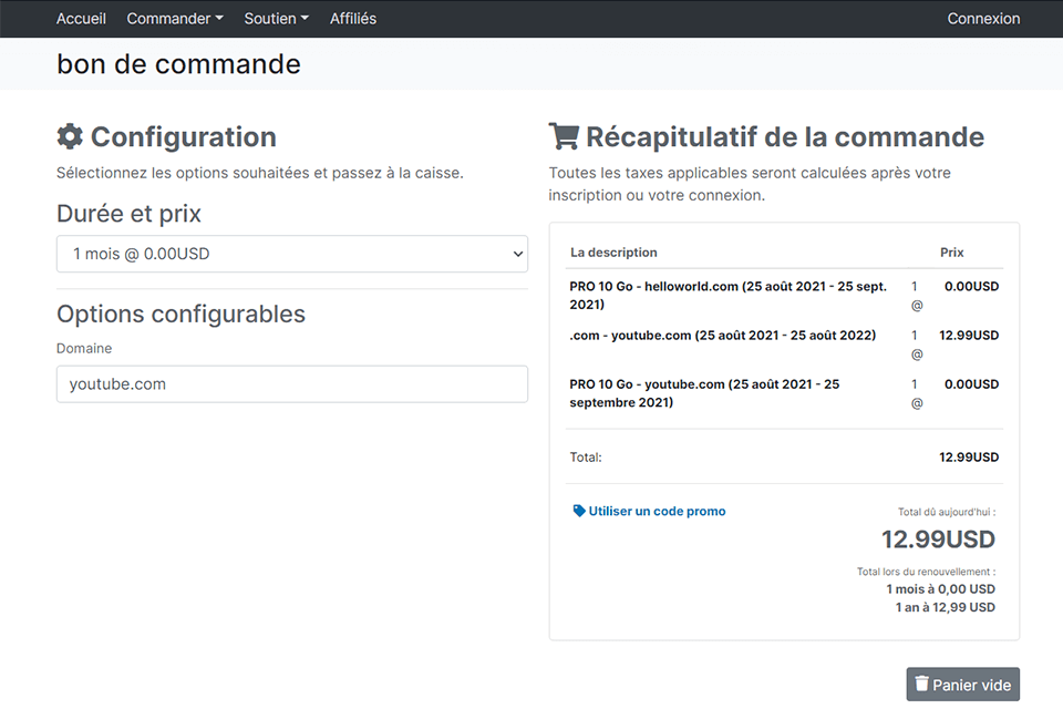 inscription gratuite à l'hébergement