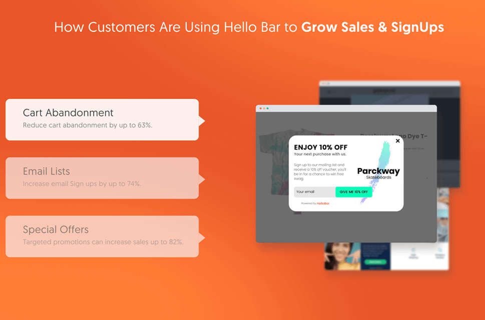 hello bar email capture tool