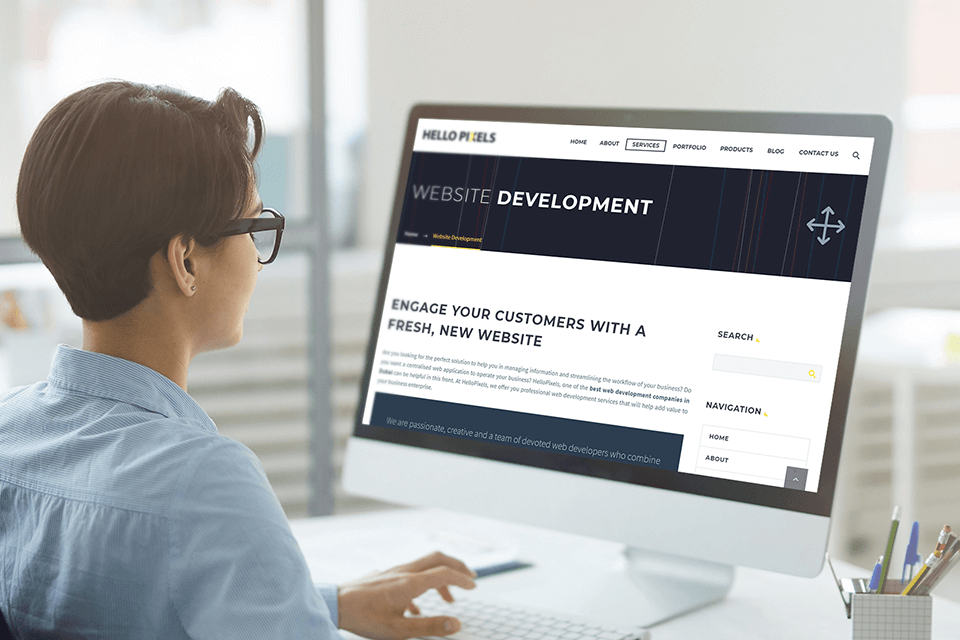 hello pixels website development