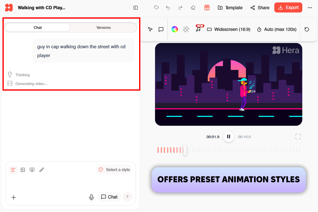 hera ai motion graphics generator