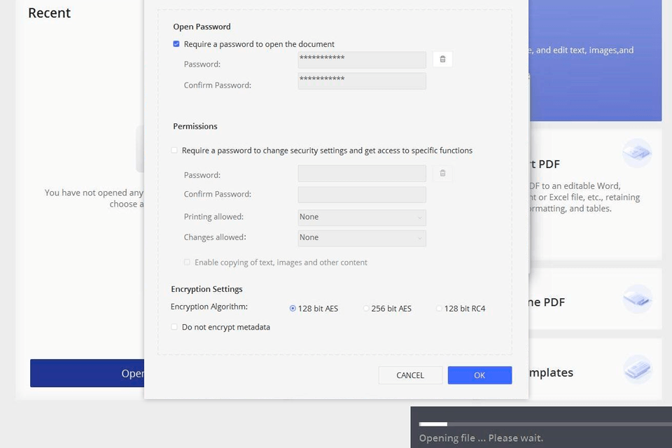 hipdf free pdf unlocker interface