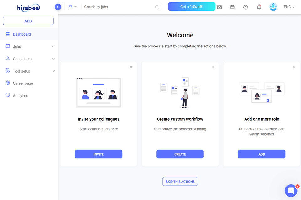 hirebee review interface