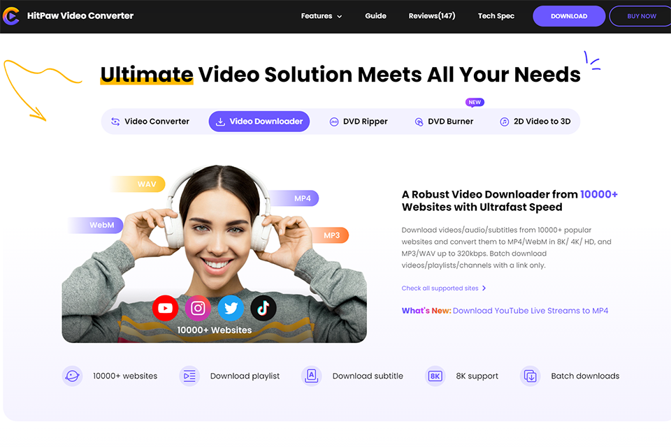 HitPaw free youtube downloader interface