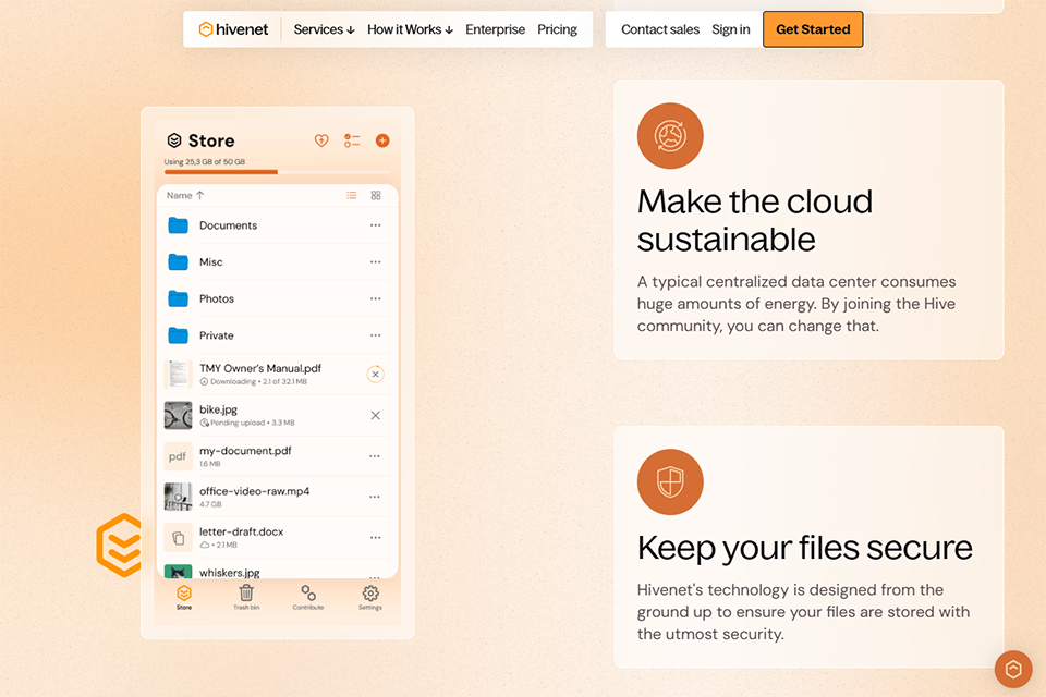 hivenet dropbox alternative