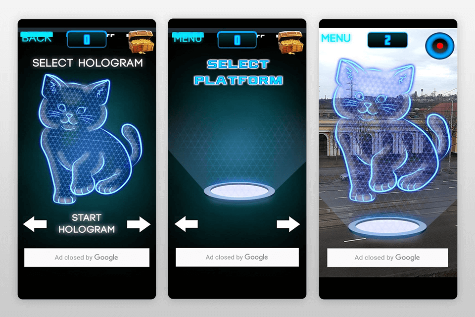 hologram kitten 3d simulator 3d hologram apps interface