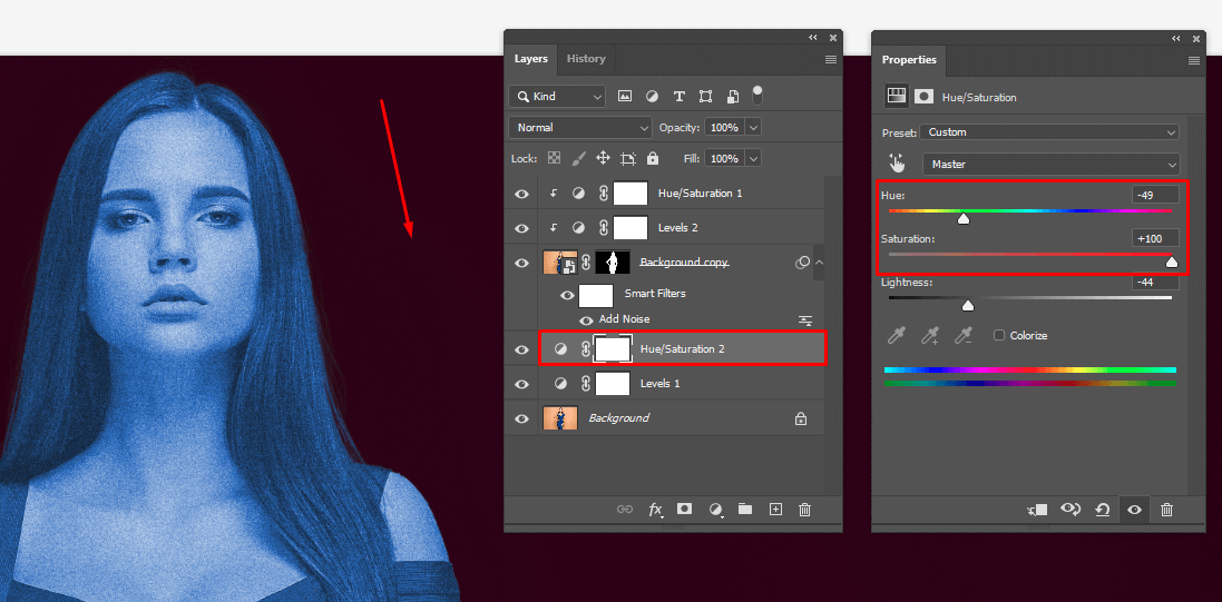 hologram photoshop effect background color