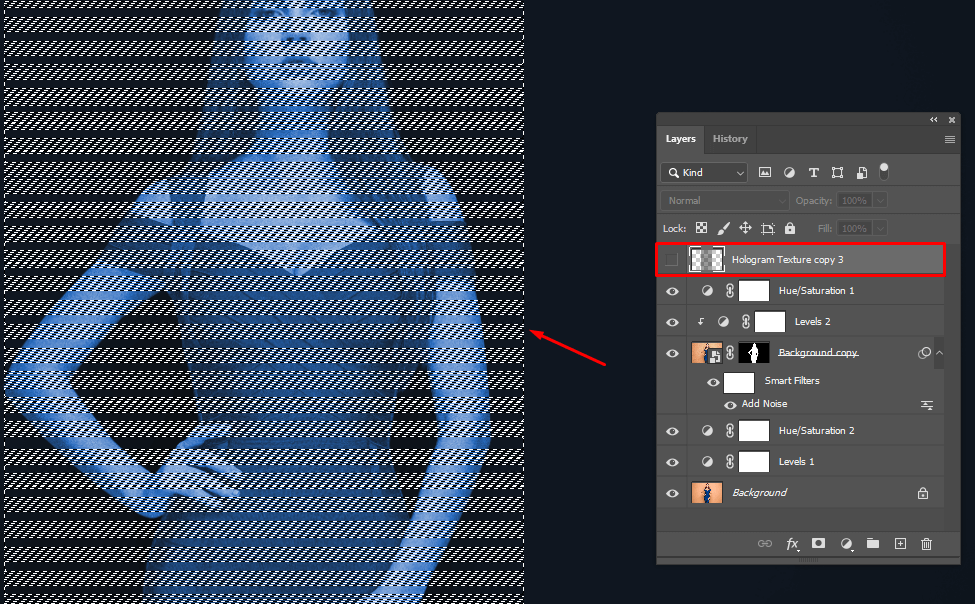 hologram photoshop effect group layers