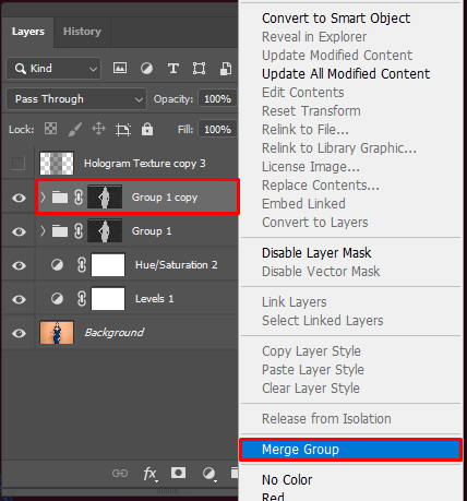 hologram photoshop effect merge group