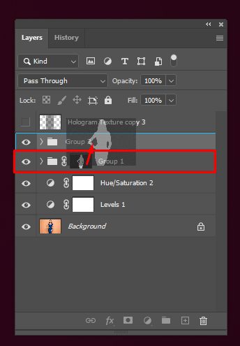 hologram photoshop effect merge layers