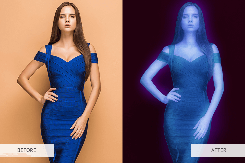 hologram photoshop effect result