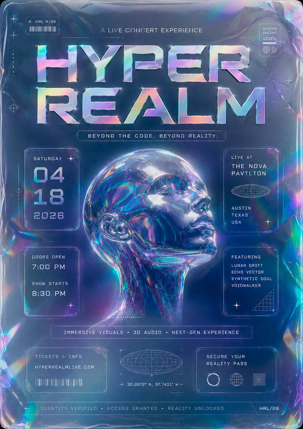 holographic dj concert flyer idea
