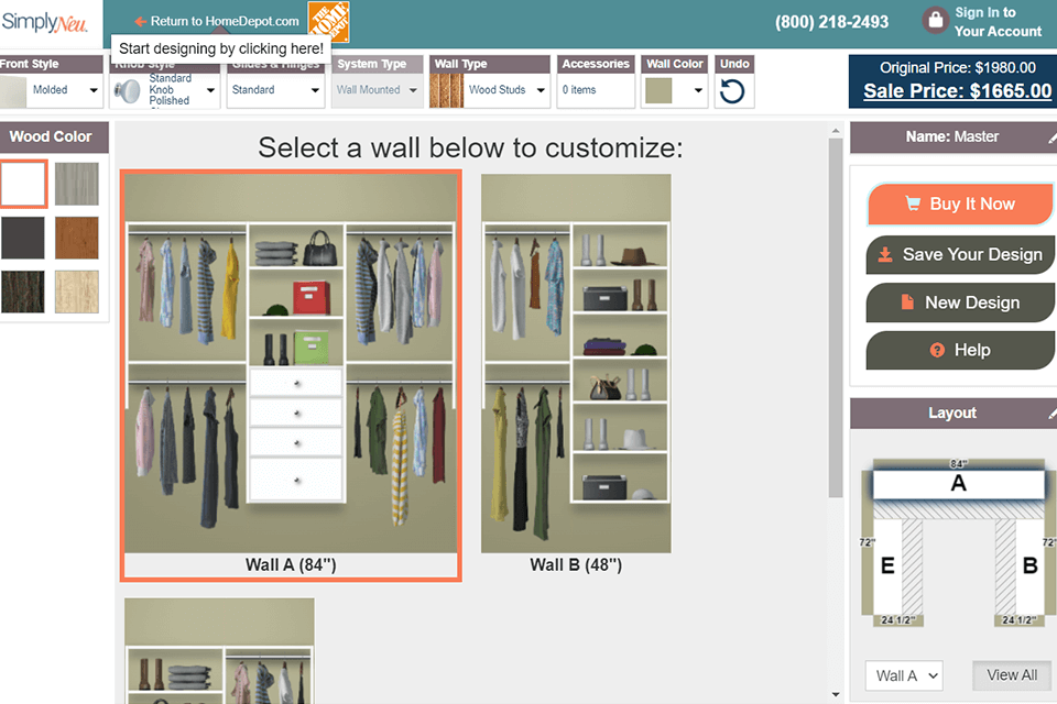 home depot closet design software