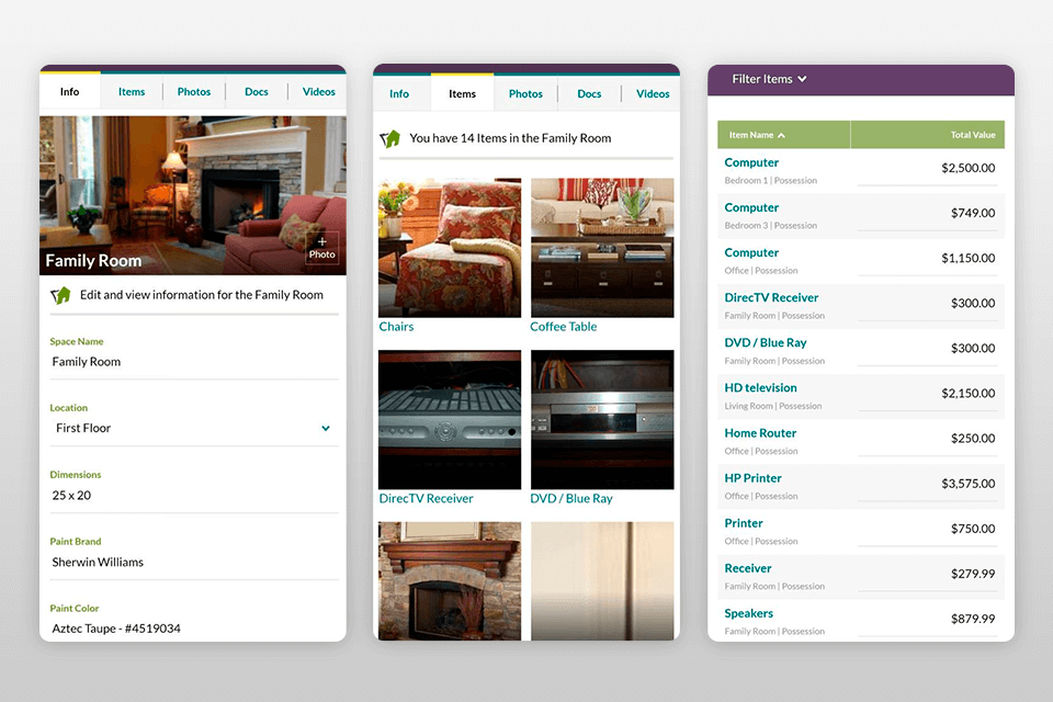 homezada interface home management app