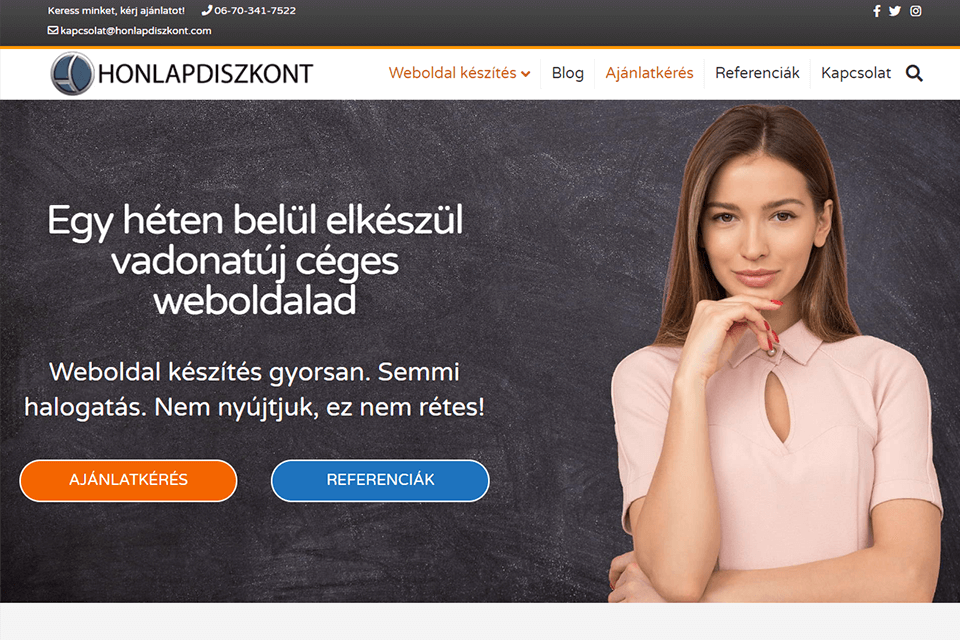 honlapdiszkont company felület