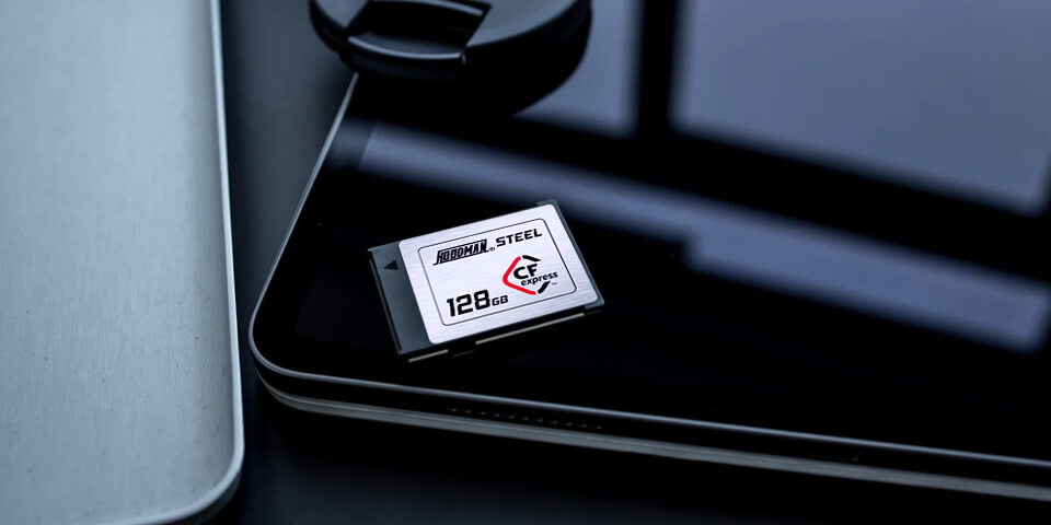 hoodman 128gb steel cfexpress card lifestyle
