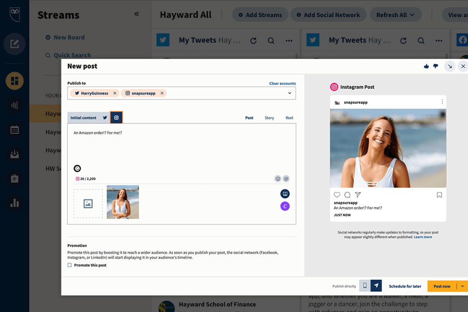 hootsuite social media management tool interface
