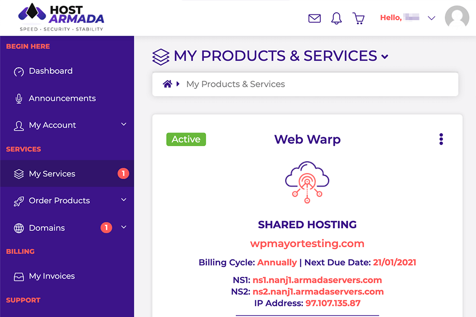 hostarmada interface