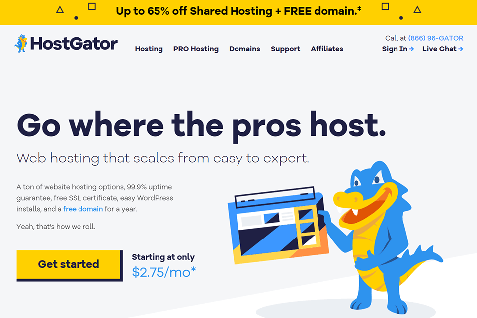 hostgator wordpress hosting service website